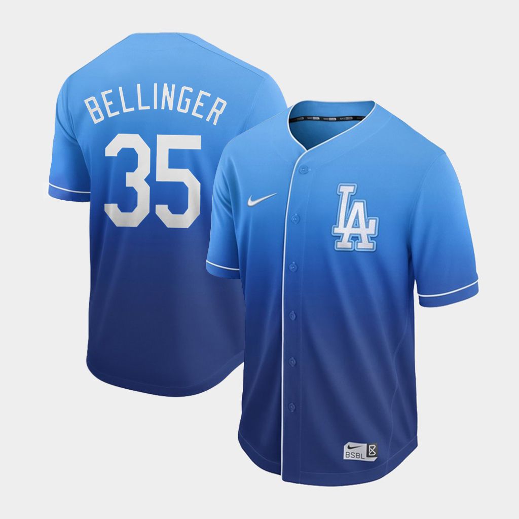 Men Los Angeles Dodgers 35 Bellinger Blue Nike Fade MLB Jersey